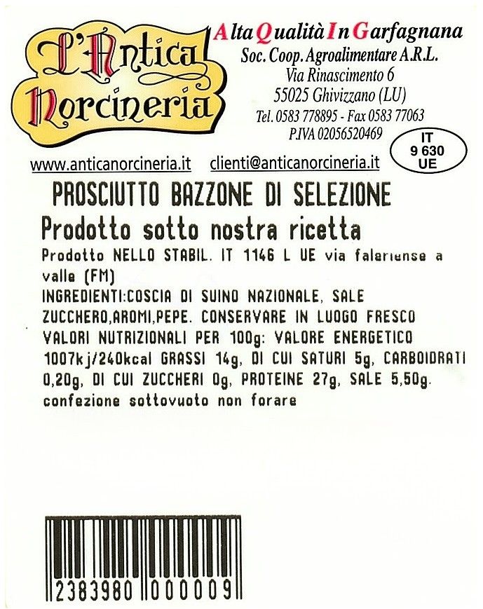 Prosciutto Bazzone di Selezione Riserva Trancio 2.5KG - immagine 2